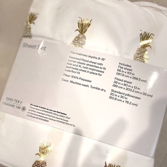 🍍Gold Pineapple Twin Sheet Set - Picture 4 of 4